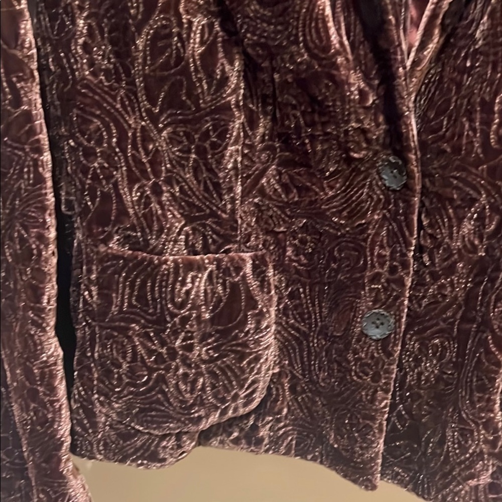 Reversible Elegant Brown Velvet and Burgundy Blazer size 10 EUC Elie Tahari RARE - Picture 6 of 16